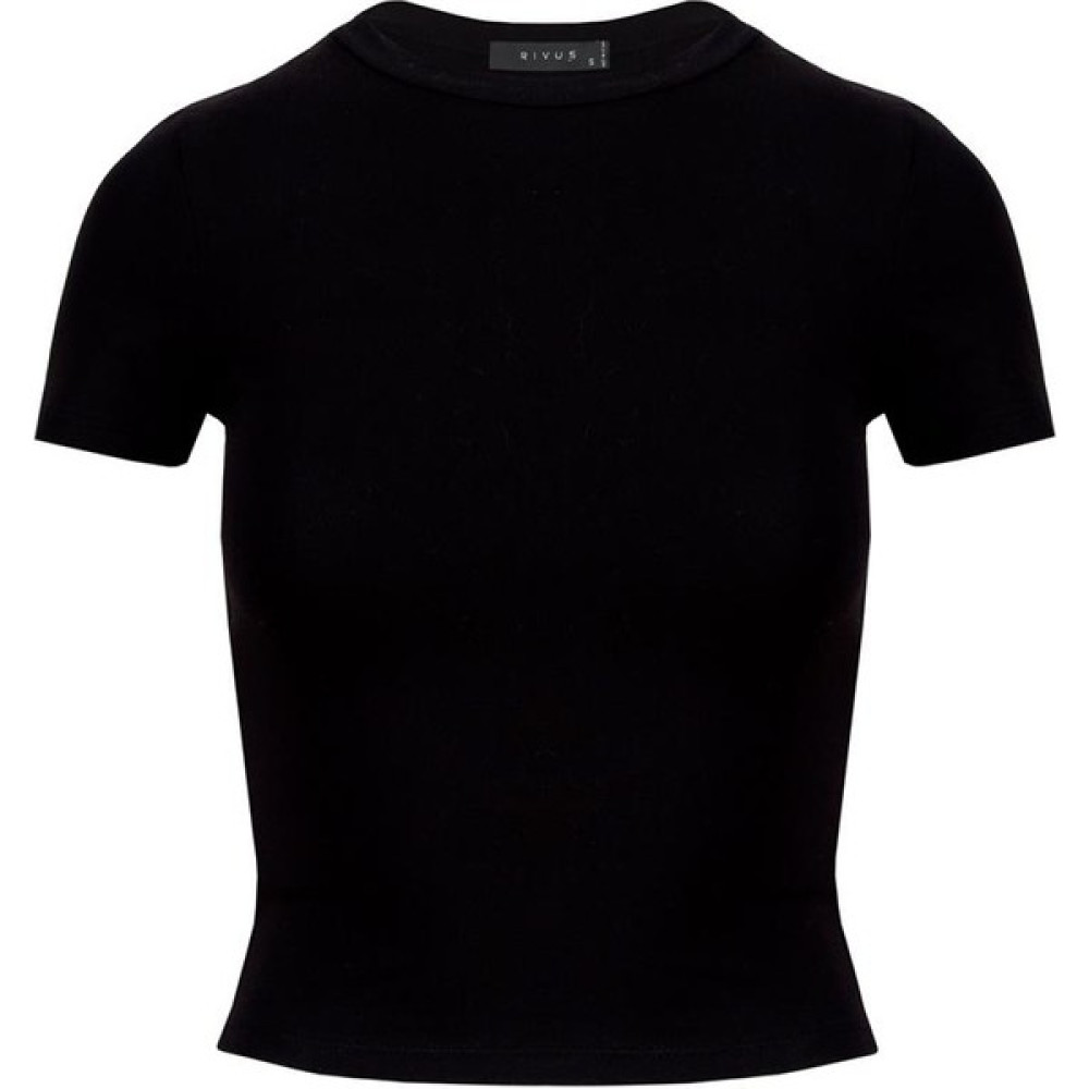 Rivus Bisiklet Yaka Basic Crop T-Shirt - Siyah Bayan T-shirt Fiyatı
