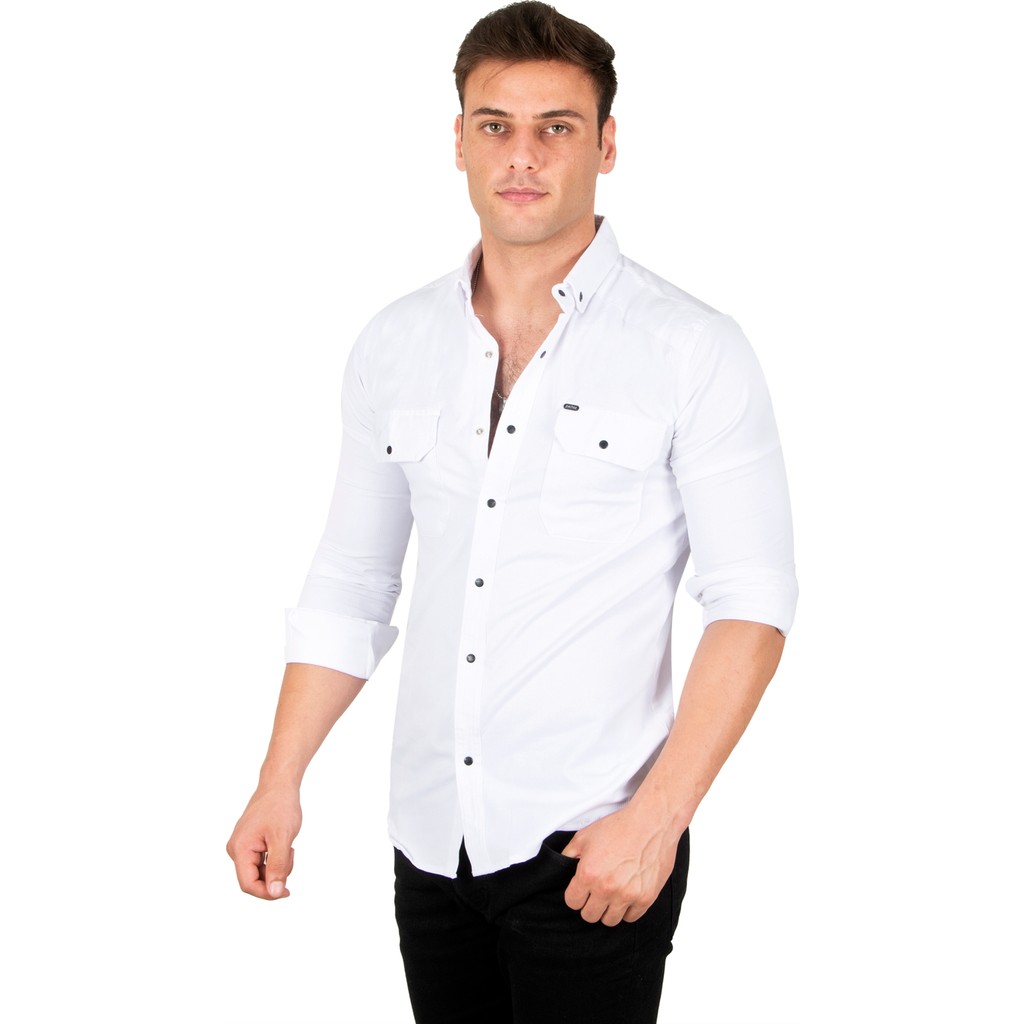 Rizzup Erkek Beyaz Slim Fit Dar Kesim Pamuklu Spor Gömlek Çıtçıtlı Likralı Gabardin Gömlek 2300421 Giyim & İç Giyim Fiyatı