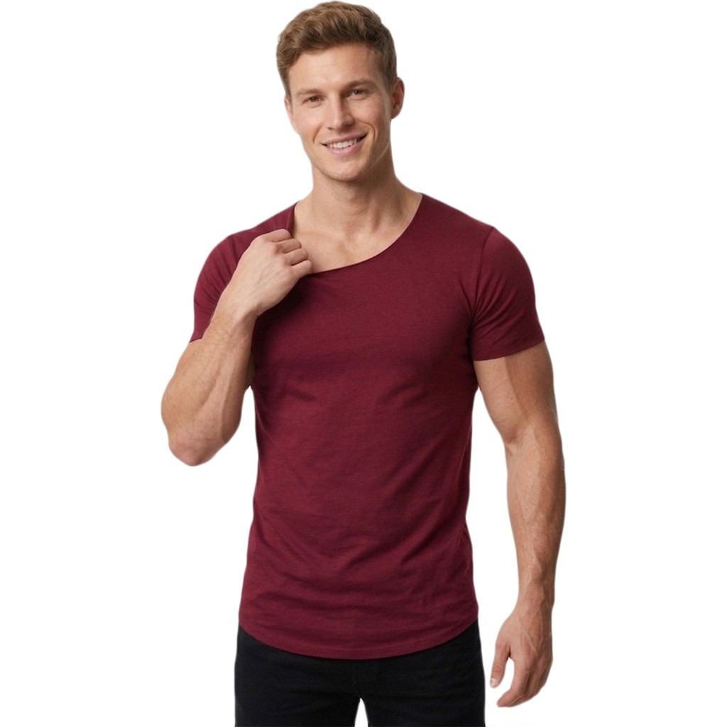 Rizzup Erkek Bordo Geniş Yaka Likralı Tişört Oval Yaka Slim Fit Eteği Oval Açık Yaka T-Shirt 1801199 Giyim & İç Giyim Fiyatı