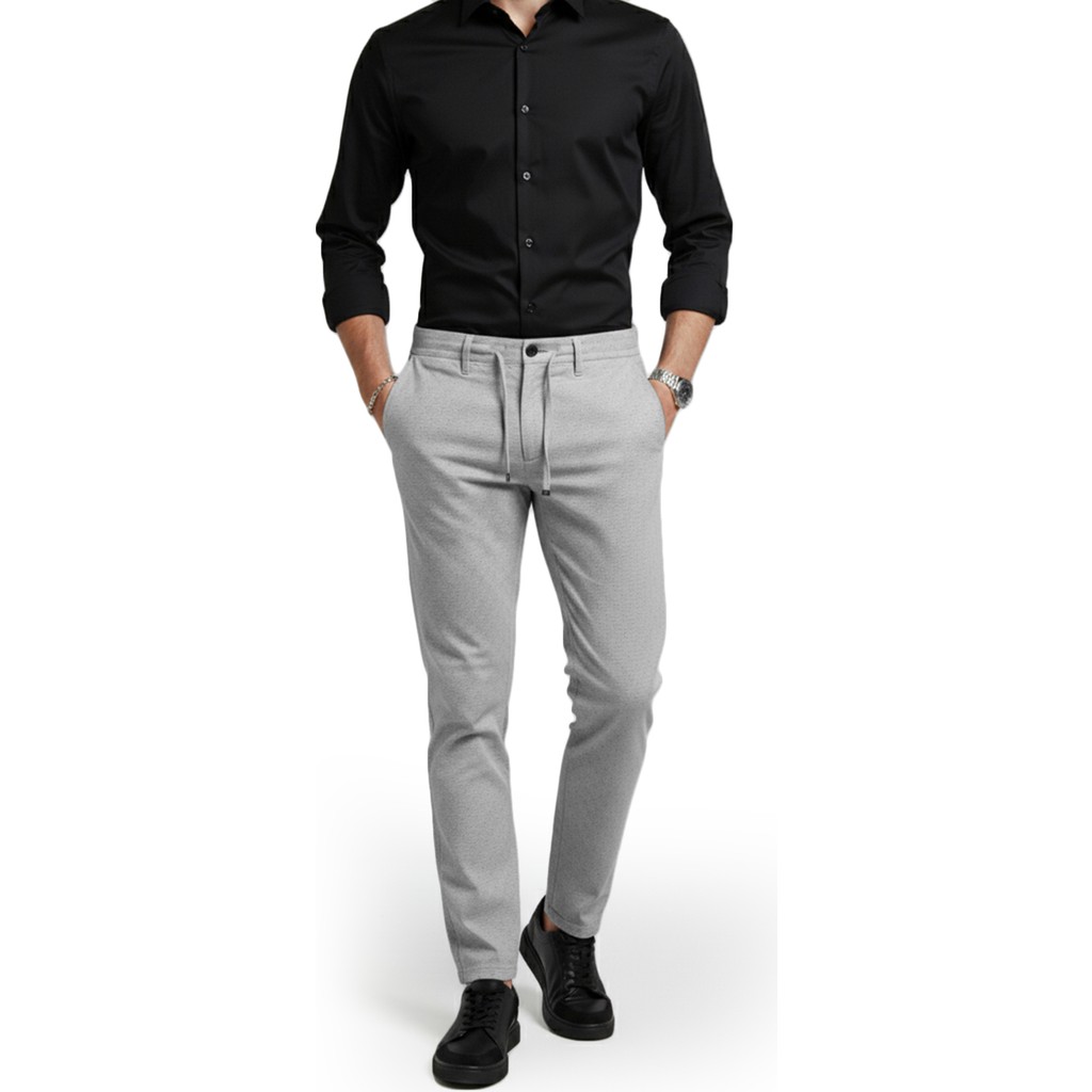 Rizzup Erkek Gri Likralı Gofre Kumaş Beli Lastikli Ipli Slim Fit Günlük Pantolon 2600650 Giyim & İç Giyim Fiyatı