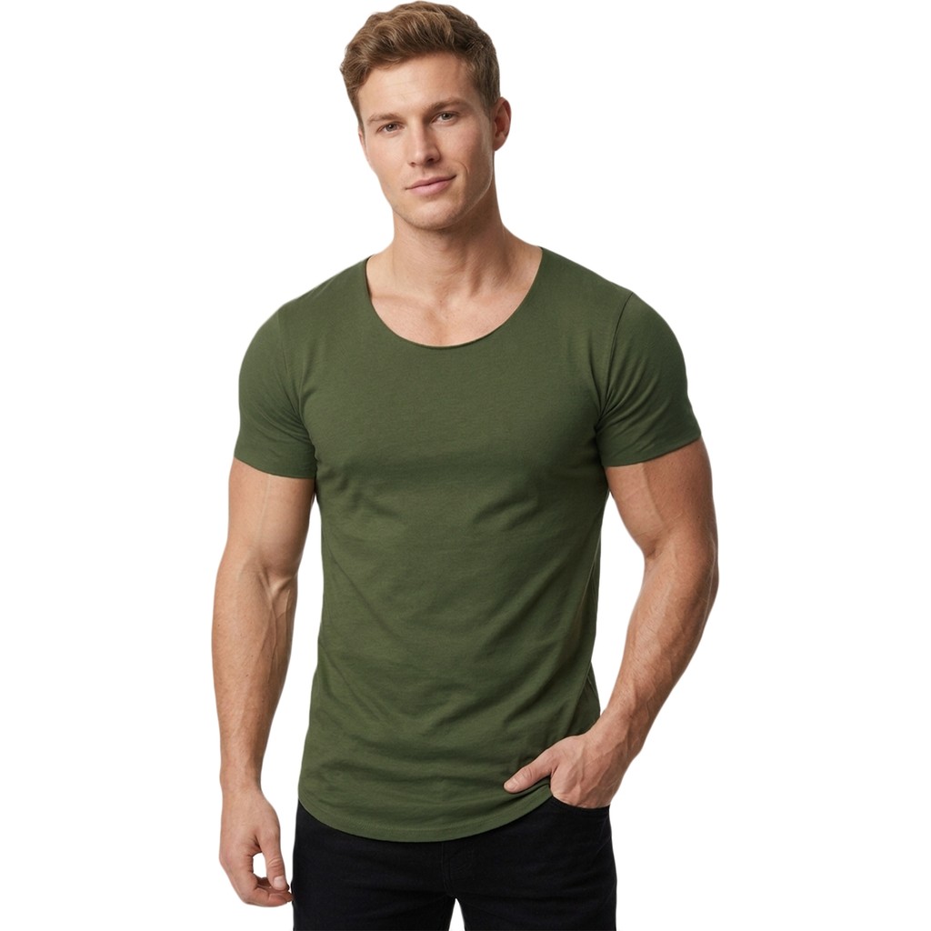Rizzup Erkek Haki Geniş Yaka Likralı Tişört Oval Yaka Slim Fit Eteği Oval Açık Yaka T-Shirt 1801199 Giyim & İç Giyim Fiyatı