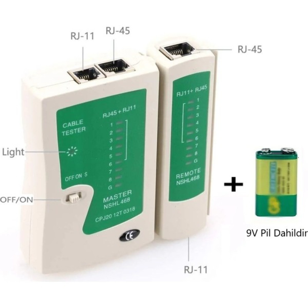 RJ45 RJ11 Network Tester Internet Telefon Test Cihazı (+ 9V Pil Dahildir) - Rj45 Rj11 Diğer Test ve Ölçüm Cihazları Fiyatı