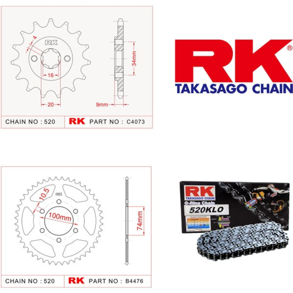 RK Hyosung Gv 250 Efı Rk Zincir Dişli Set 520 Klo O-Ring 14/46T(2011-2012) Fren Grubu Fiyatı