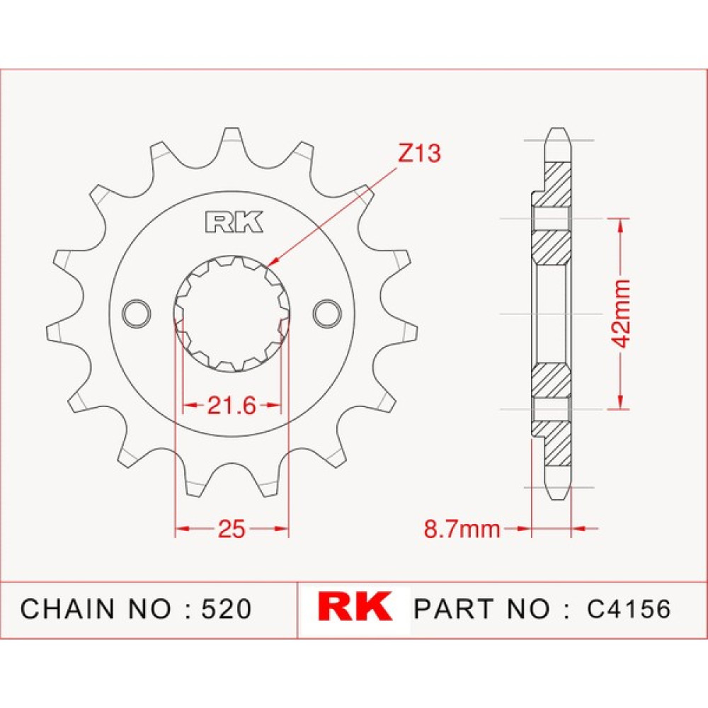 RK Kawasaki ER 500 RK Çelik Ön Dişli C4156-17 (1997-2007) Oto Boyaları Fiyatı
