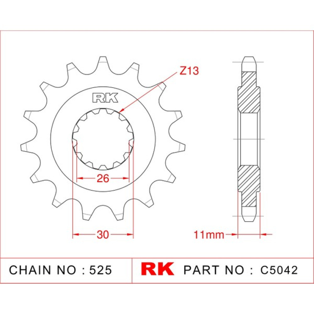 RK Yamaha TRACER 700 RK Çelik Ön Dişli C5042-16 (2016-2019) Oto Boyaları Fiyatı