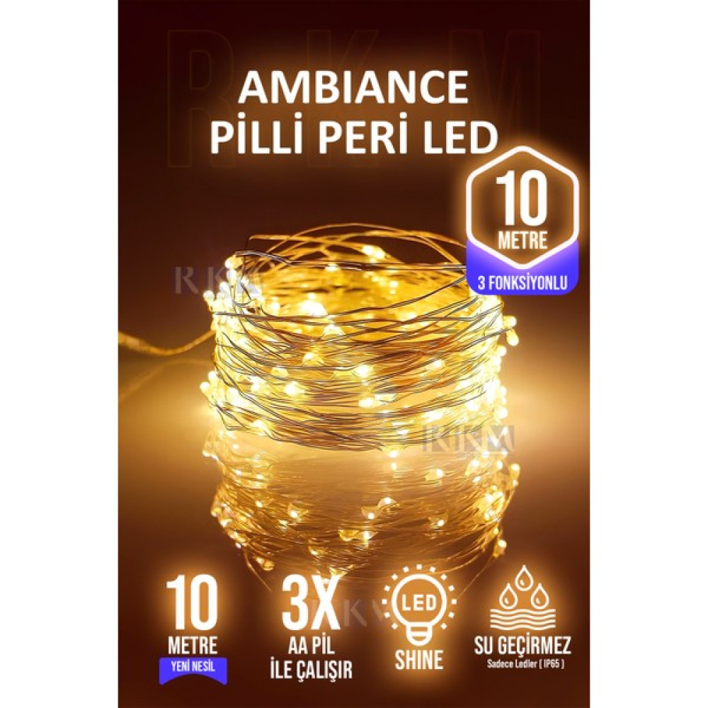 Rkm Store Dekoratif 10 Metre Peri LED Gün Işığı 3 Pilli 3 Fonksiyonlu Led Aydınlatmalar Fiyatı
