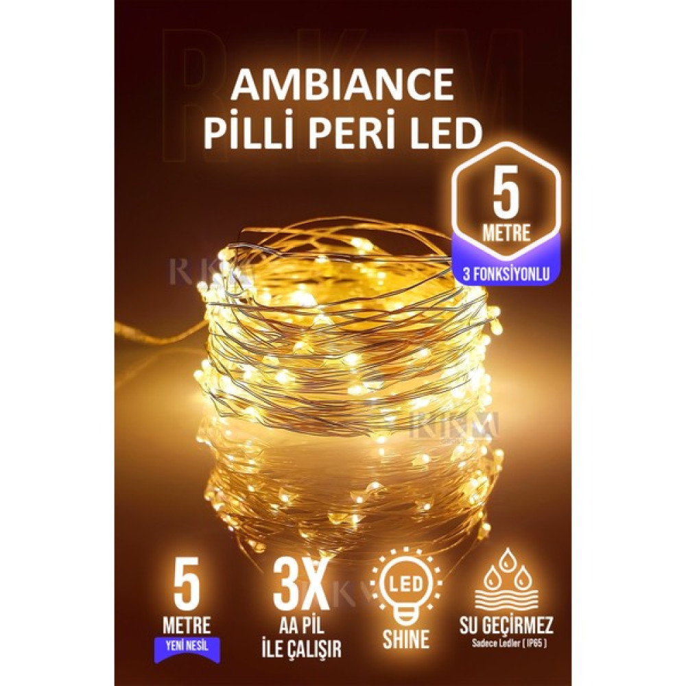 Rkm Store Dekoratif 5 Metre Peri LED Gün Işığı 3 Pilli 3 Fonksiyonlu Led Aydınlatmalar Fiyatı