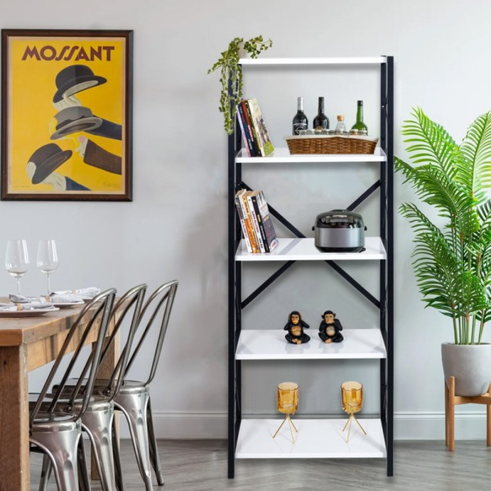 Rmd Shop London 5 Raflı Metal Ayaklı Dekoratif Kitaplık - Beyaz Kitaplık Fiyatı
