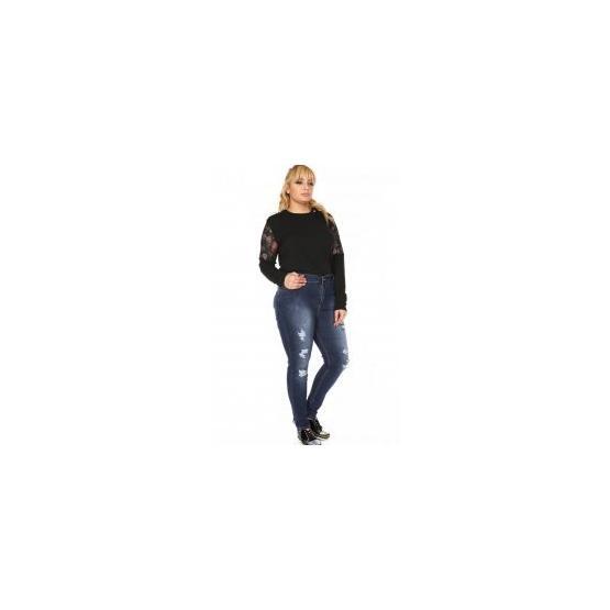 RMG 1277 Yırtıklı Taşlı Kadın Kot Pantolon