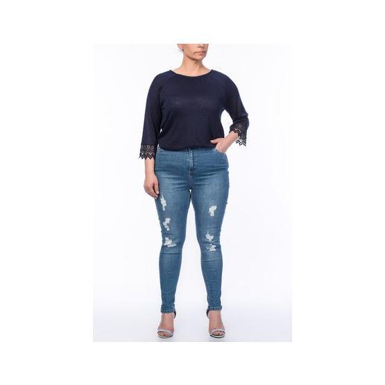 RMG 1277 Yırtıklı Taşlı Kadın Kot Pantolon