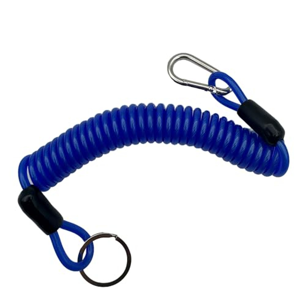 Rnigs 6FT Trailer Breakaway Coiled Cable, Trailer Brake Away Cable, Trailer Breakaway Safety Cable, Spring Towing Coiled Wire for RV Trailer Emergency Camper Breakaway Switch Blue