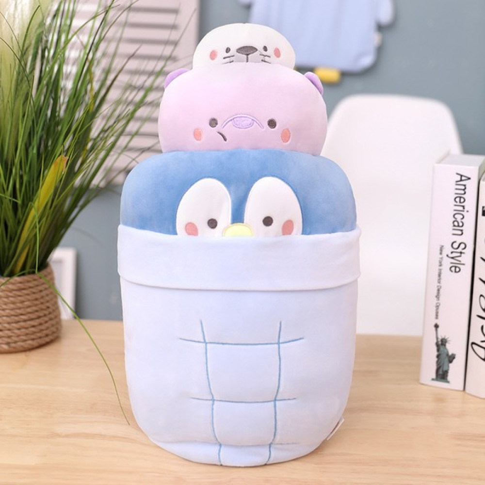 RO Penguen Bebek Sevimli Yastık Uyku Yastığı Penguen Bebek Peluş Oyuncak (Yurt Dışından) - Mavi Desenli - 400g46cm Peluş Oyuncaklar Fiyatı