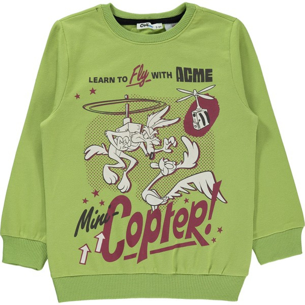 Road Runner Erkek Çocuk Sweatshirt 2-5 Yaş Çimen Yeşil Erkek Çocuk Sweatshirt Fiyatı
