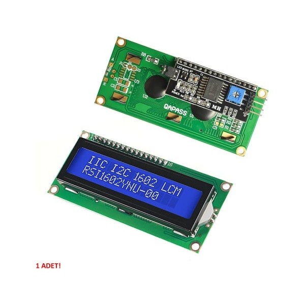 Roba Iıc I2C Seri 1602A 2X16 Mavi Karakter LCD Modül Display Ekran 5V Beyaz Arka Işık 16X2 Hobi Elektroniği Fiyatı