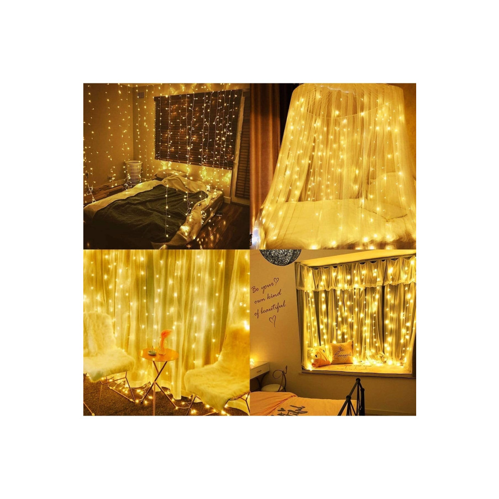 ROBEVE 3x3 Metre 8 Fonksiyonlu Animasyonlu Perde Led Işık Kalın Telli Saçak Led Işık 240 Led Yılbaşı Led Yaş Günü & Parti Fiyatı