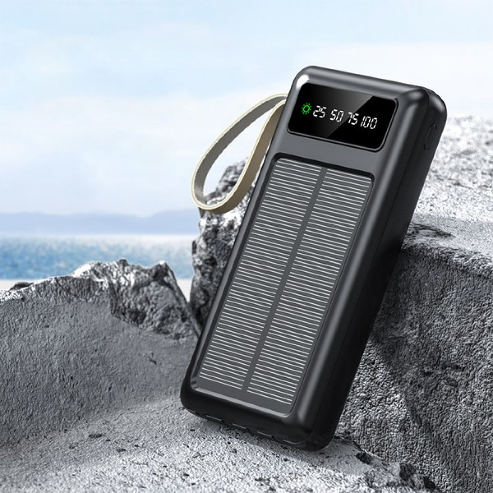 Robeve Acl 20000 Mah Powerbank Göstergeli Powerbank Solar Fenerli Güneş Enerjili Type C - Lightning - Micro USB - USB Kablolu Powerbank Taşınabilir... Taşınabilir Şarj Cihazı - Powerbank Fiyatı