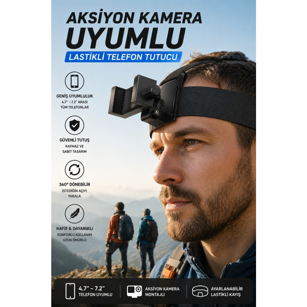 Robeve Aksiyon Kamera Uyumlu Kafa Bandı Telefon Tutucu – 360° Dönebilen Lastikli Baş Bantlı Telefon Sabitleyici | Gopro Aparat Uyumlu, Ayarlanabili... Aksiyon Kamera Aksesuarları Fiyatı