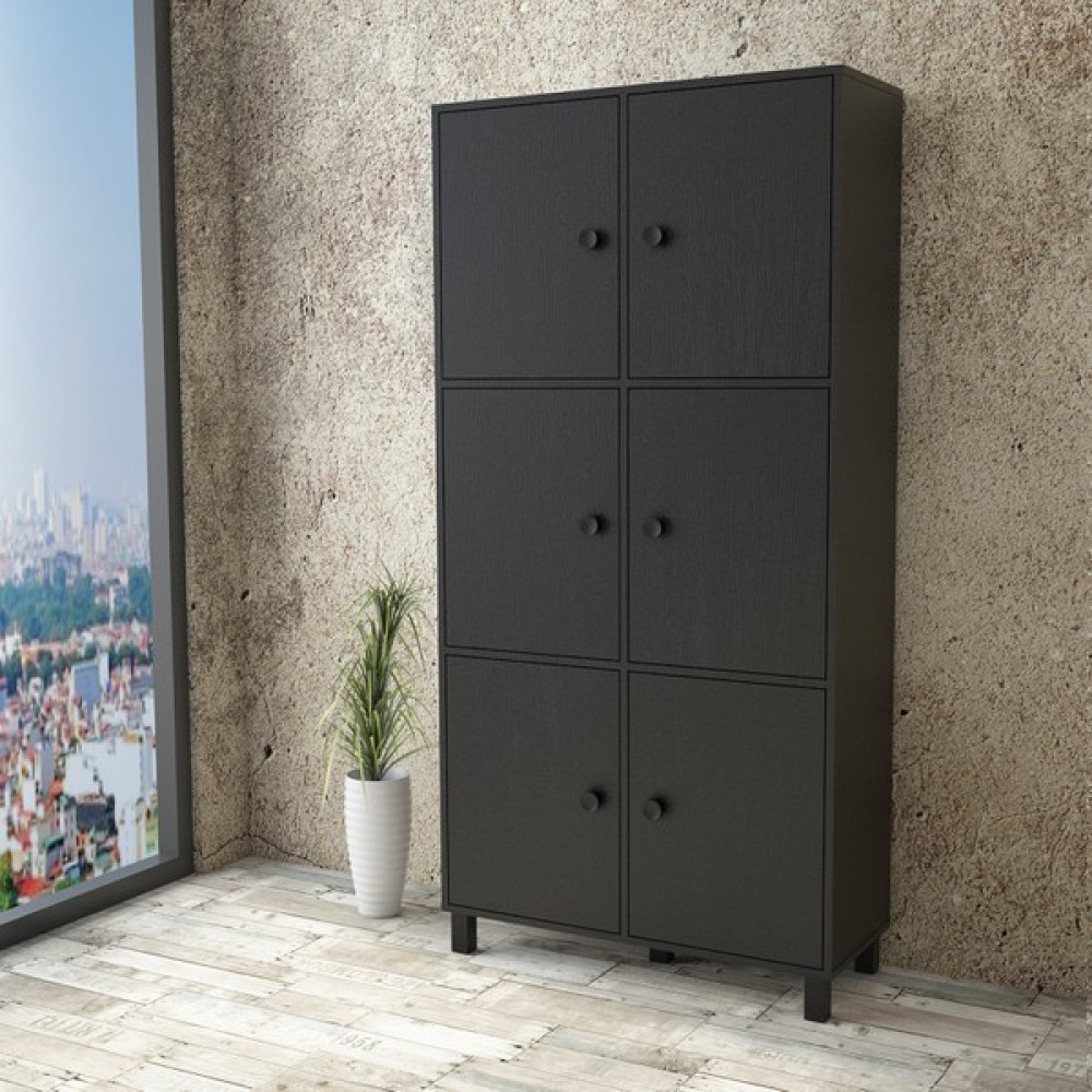 Robin Home Arya Çok Amaçlı Dolap 6 Kapaklı Ofis Dolabı Siyah AR61 Evrak Dolabı Fiyatı