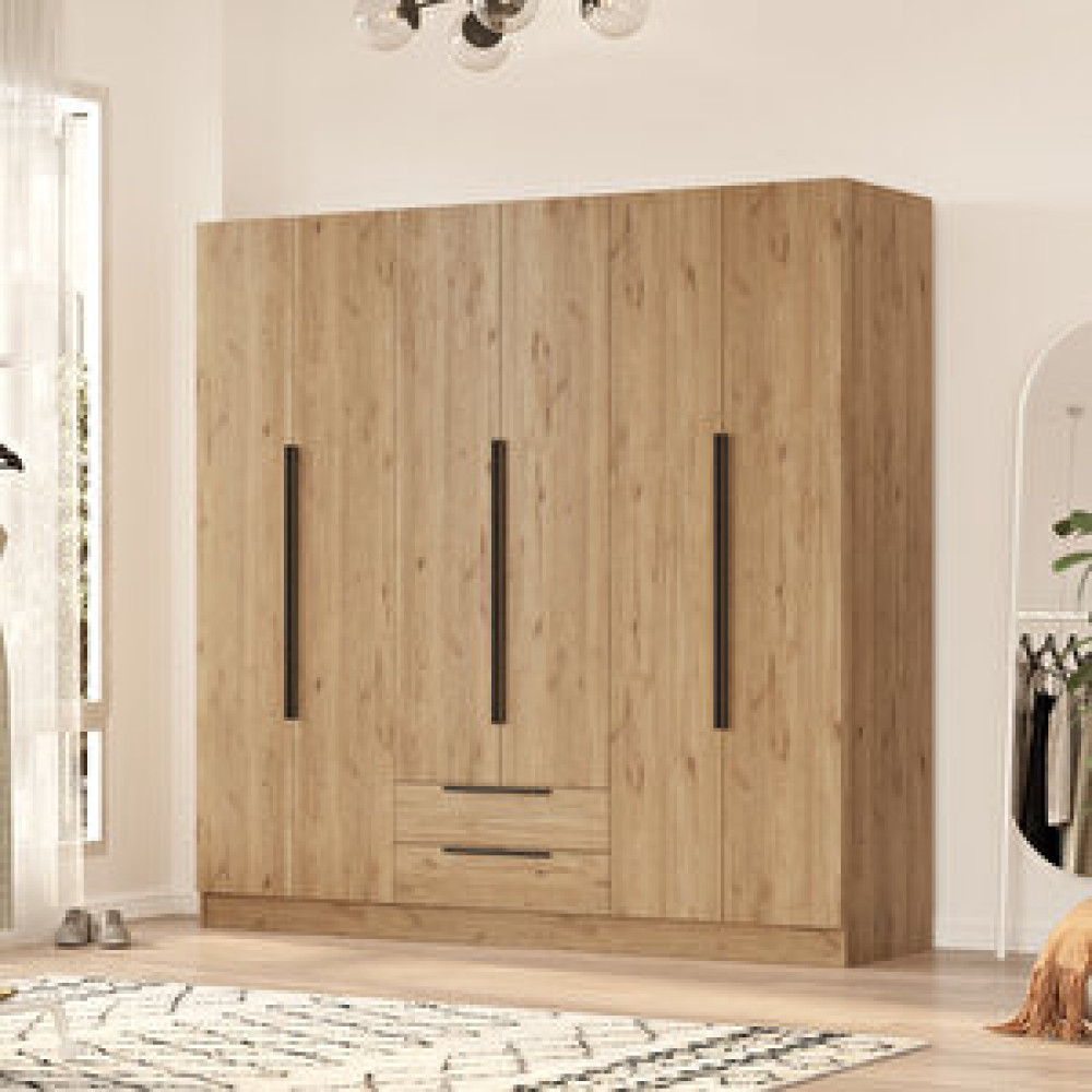 Robin Home Asos 6 Kapaklı 2 Çekmeceli Gardırop 207cm Sepet Gardrop & Dolap Fiyatı