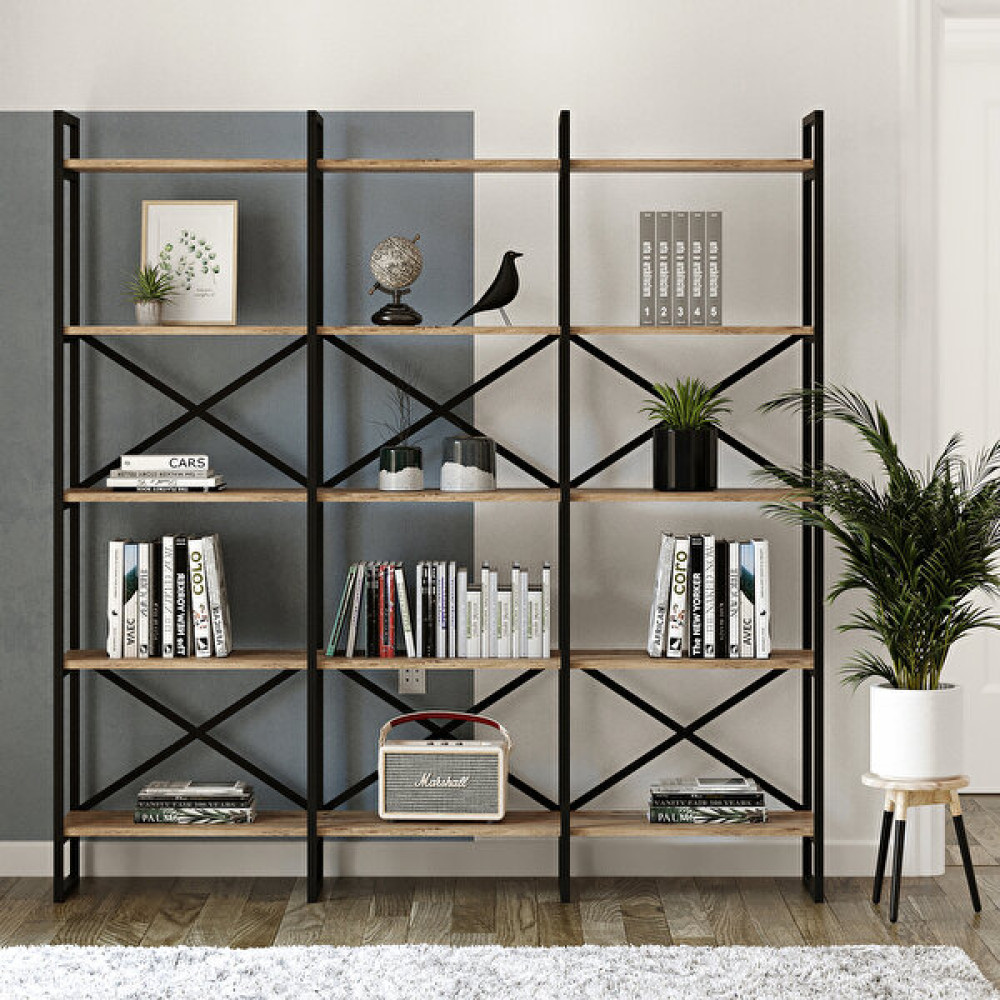Robin Home Atlantis Metal Kitaplık 5 Raflı Geniş 3 Bölme 175CM Ofis Kitaplığıas6-A Kitaplık Fiyatı