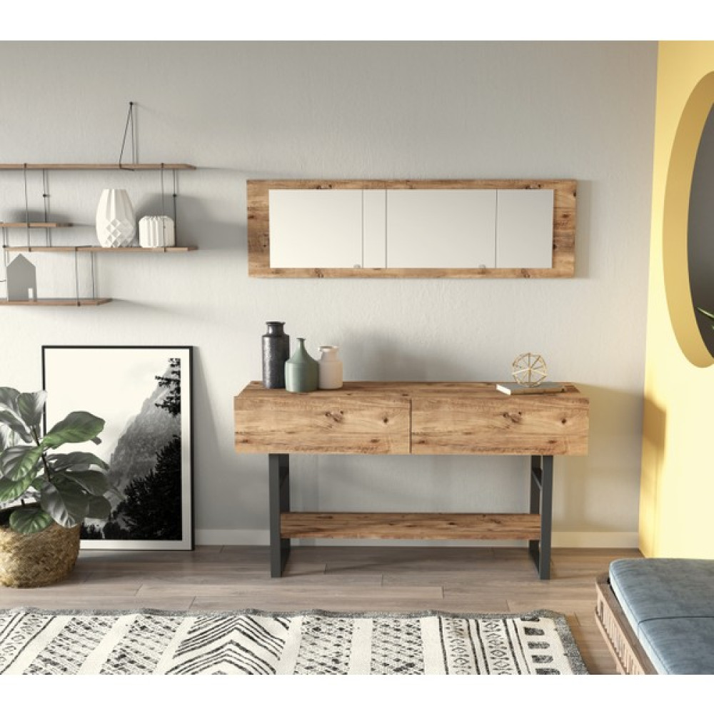 Robin Home Aynalı Kapaklı Dresuar Konsol Çam Dresuar / Makyaj Masası Fiyatı