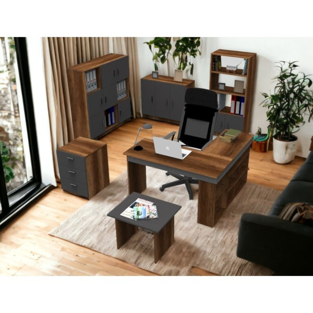 Robin Home Boston Ofis Çalışma Masası Ofis Büro Takımı Masa Sehpa Keson Kitaplık Dolap - Antrasit Ofis Çalışma Masası Fiyatı