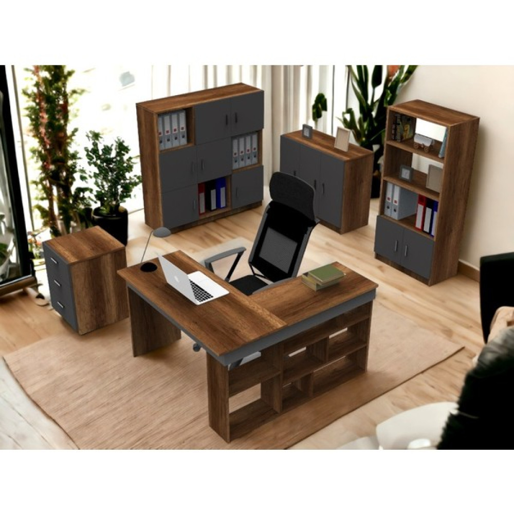 Robin Home Boston Ofis Takımı Ofis Büro Masa Takımı L Masa Barok- Antrasit Ofis Çalışma Masası Fiyatı