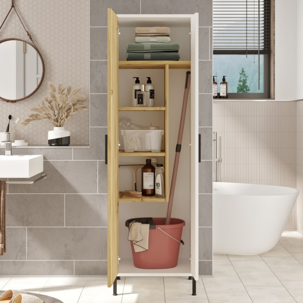 Robin Home Carmen Çok Amaçlı Dolap Vileda Banyo Dolabı Keçe-Beyaz - Beyaz Banyo Dolabı / Mobilyası Fiyatı