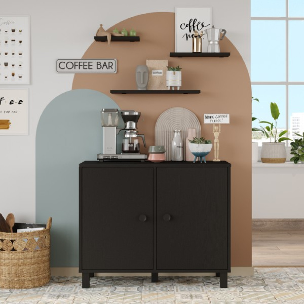 Robin Home Coffee Kahve Köşesi Çok Amaçlı Dolap Rafsız Siyah Gardrop & Dolap Fiyatı