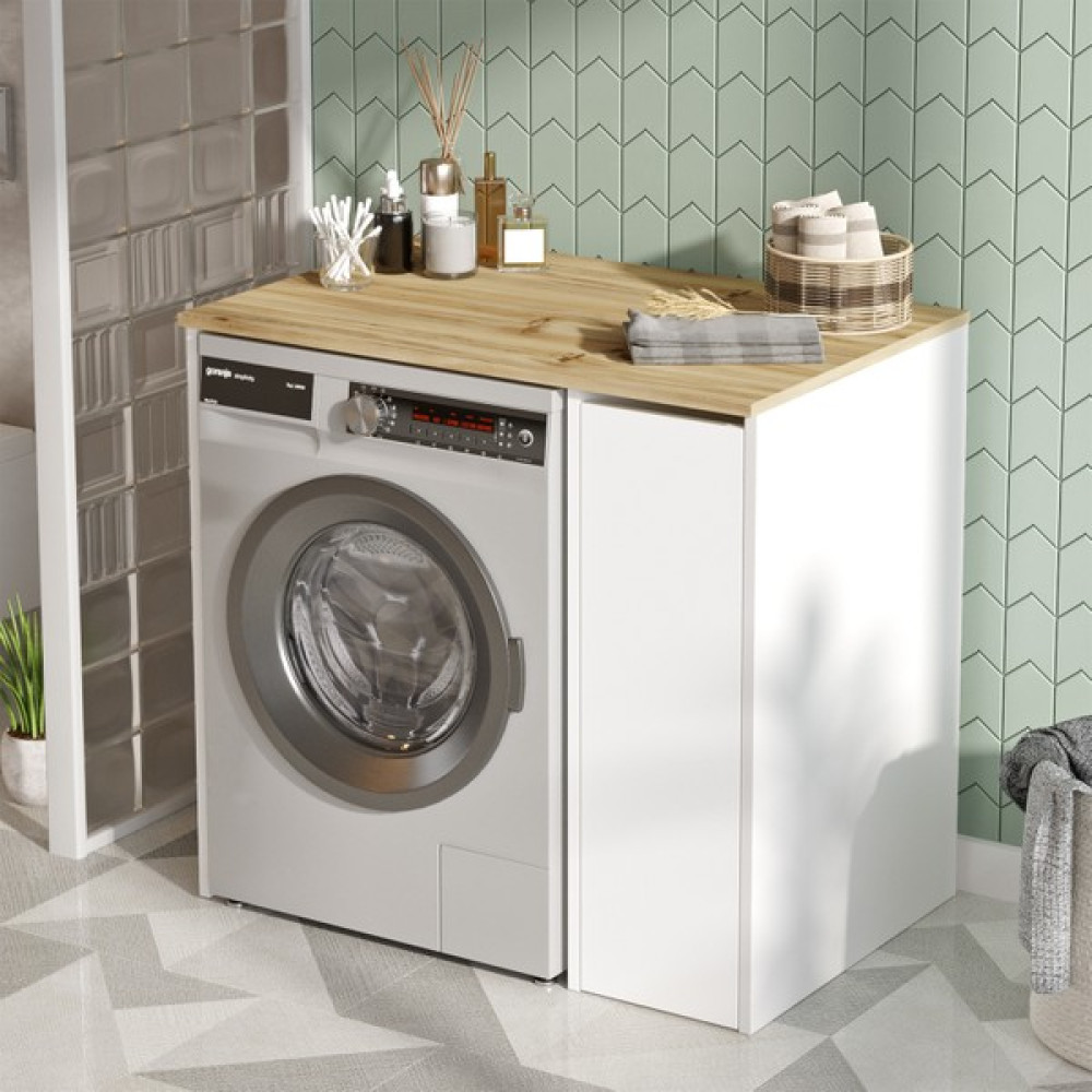Robin Home Diana Çamaşır Makinesi Dolabı Çekmeceli Keçe-Beyaz - Beyaz Banyo Dolabı / Mobilyası Fiyatı