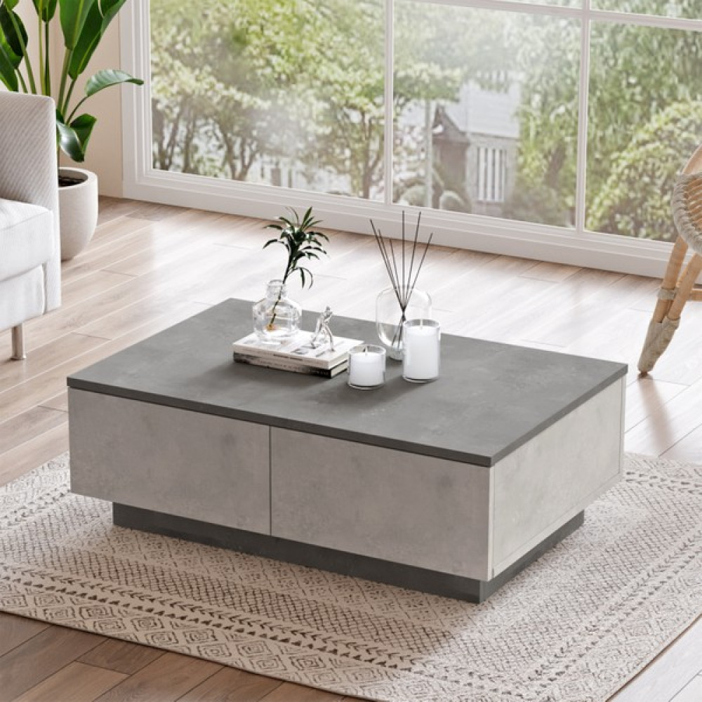 Robin Home Diego Orta Sehpa 2 Kapaklı (Beton-Taş) - Gri Orta Sehpa Fiyatı