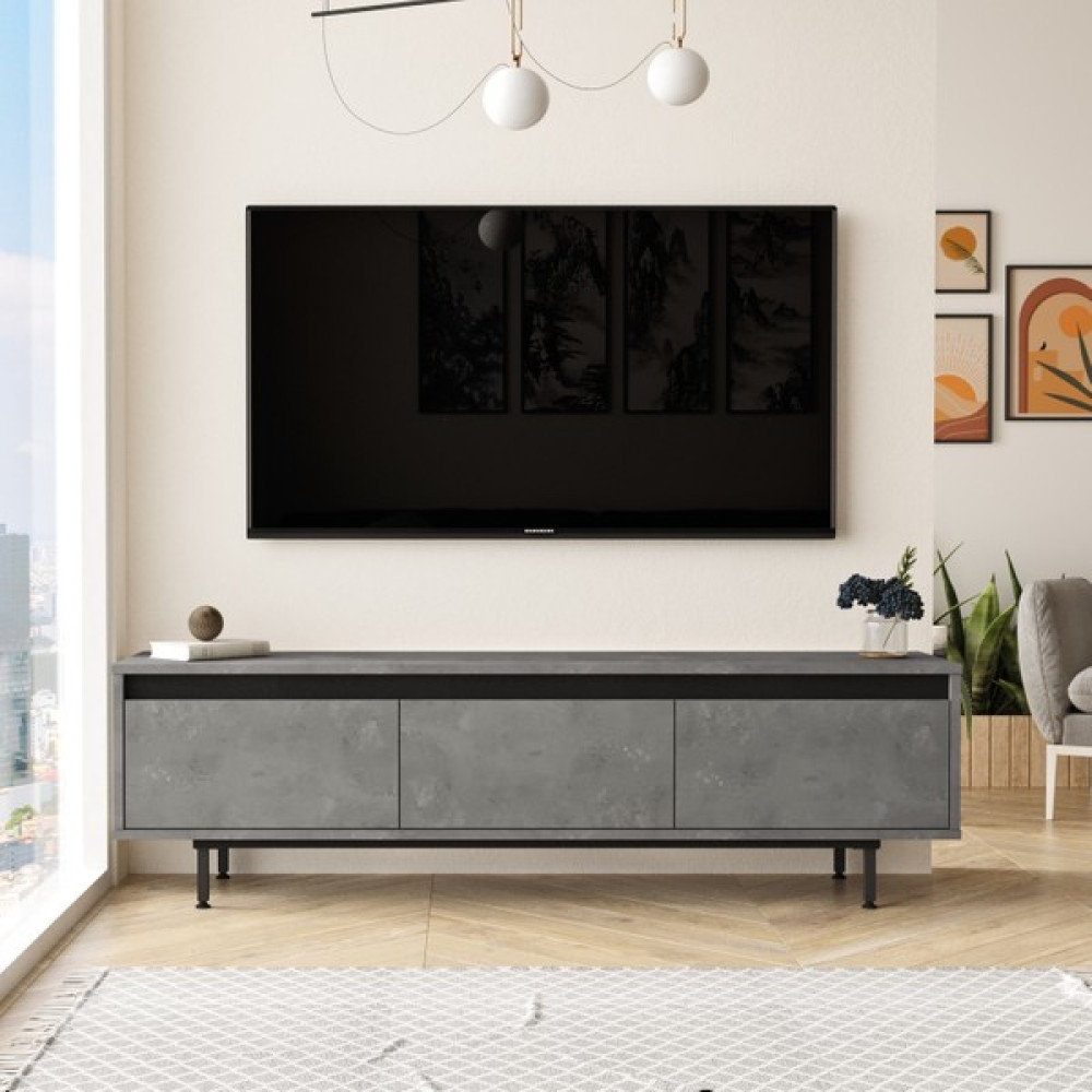 Robin Home Diego Tv Ünitesi Tv Sehpası Metal Ayaklı 160CM Beton-Siyah Dg1-Rl Tv Ünitesi / Sehpası Fiyatı