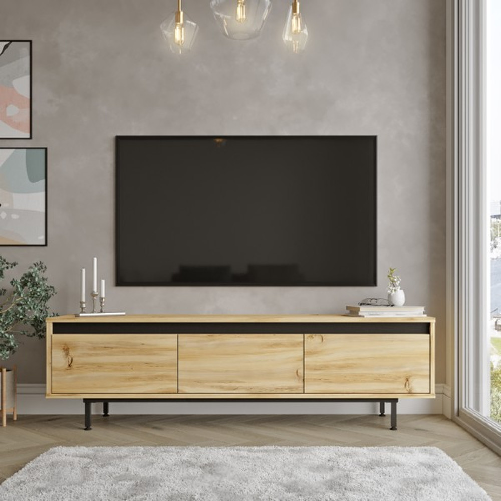 Robin Home Diego Tv Ünitesi Tv Sehpası Metal Ayaklı 160CM Keçe-Siyah Dg1-Kl Tv Ünitesi / Sehpası Fiyatı