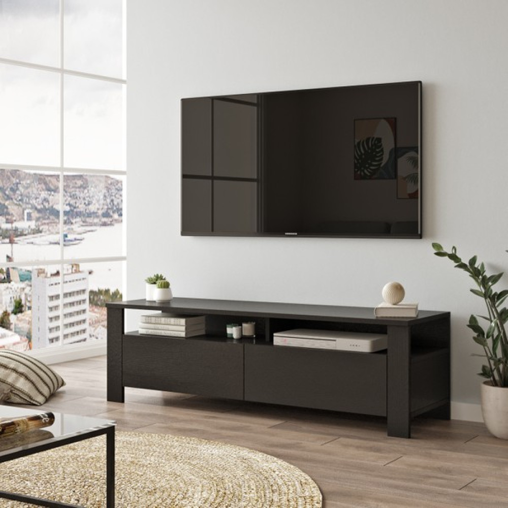 Robin Home Fiona Tv Ünitesi Tv Sehpası Televizyon Sehpası Ağaç Dokulu Siyah Tv Ünitesi / Sehpası Fiyatı