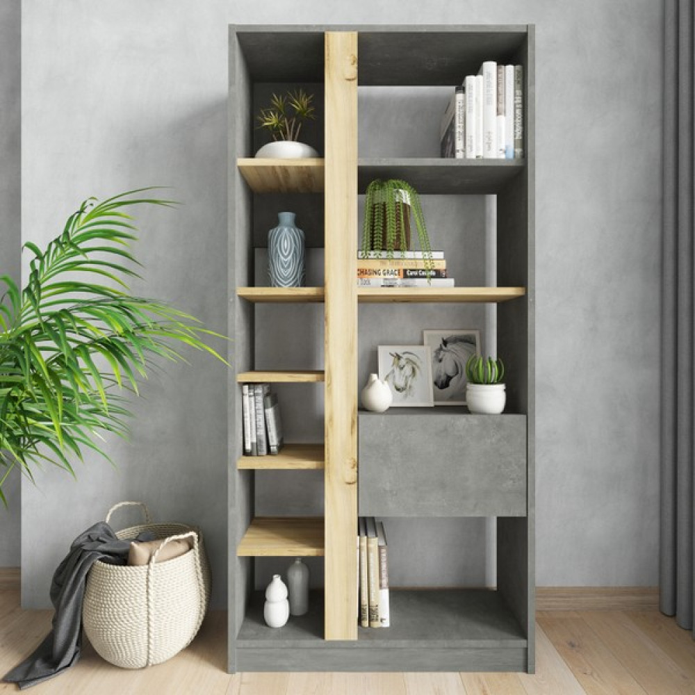 Robin Home Kitaplık Kapaklı 160 cm Keçebeton - 160 cm - Gri Kitaplık Fiyatı