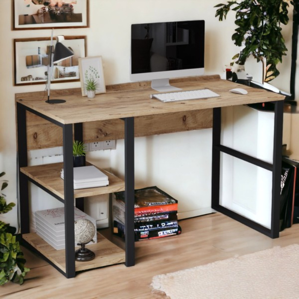 Robin Home Kitaplıklı Raflı Ofis Çalışma Masası Çam - 120cm x 60cm - Atlantik Çam Çalışma Masası Fiyatı