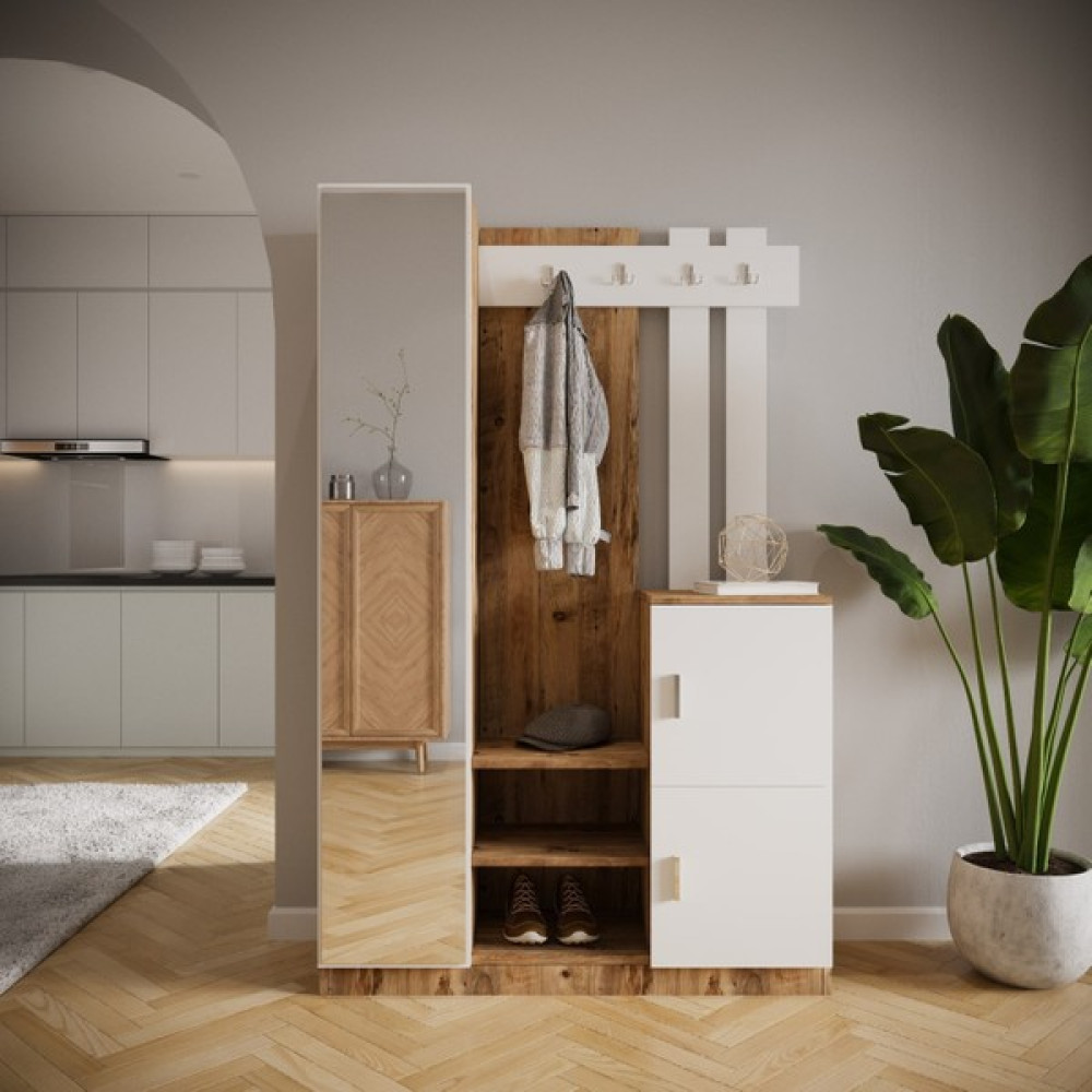 Robin Home Lenka Vestiyer Portmanto Ayakkabılık - Beyaz Portmanto Fiyatı