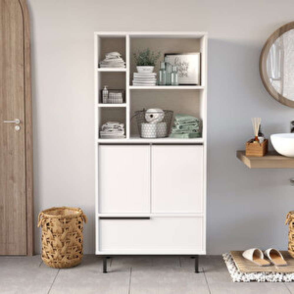 Robin Home Lidya Banyo Dolabı Çok Amaçlı Dolap 3 Kapaklı Metal Ayaklı Beyaz Banyo Dolabı / Mobilyası Fiyatı