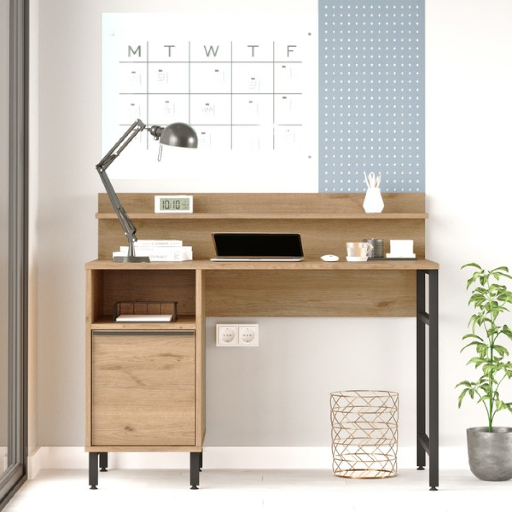 Robin Home Lidya Çalışma Masası Raflı Dolaplı Metal Ayaklı Sepet - 120 x 60 - Kahverengi Çalışma Masası Fiyatı