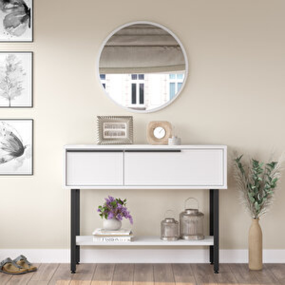 Robin Home Lidya Dresuar Aynalı Kapaklı Metal Ayaklı Beyaz Dresuar / Konsol Fiyatı