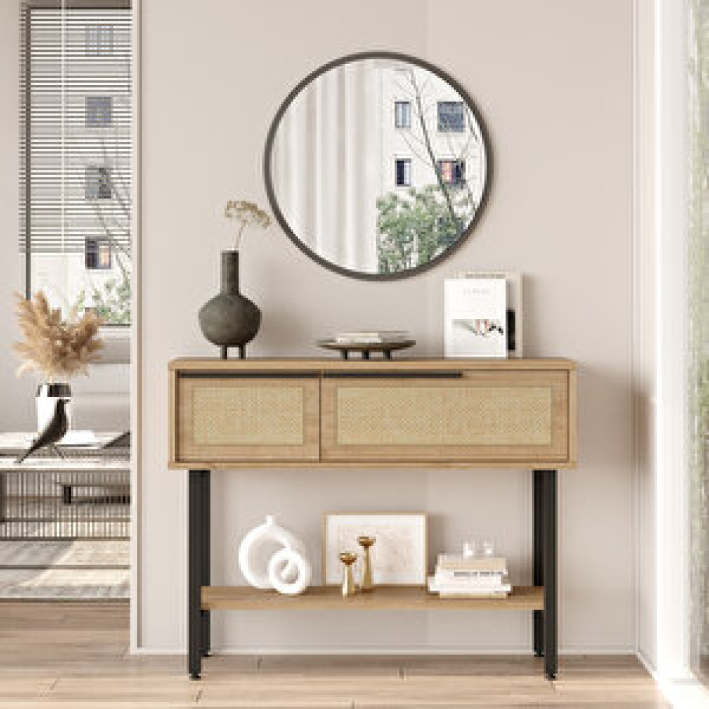 Robin Home Lidya Dresuar Aynalı Kapaklı Metal Ayaklı Uv Baskı Sepet-jüt On12-su Dresuar / Konsol Fiyatı