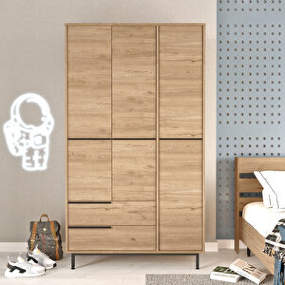 Robin Home Lidya Gardırop 3 Kapı 2 Çekmece Metal Ayaklı 196cm Sepet Gardrop & Dolap Fiyatı