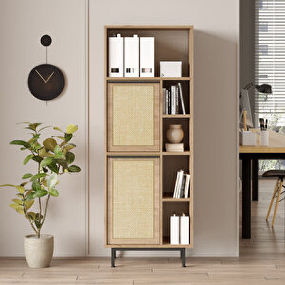 Robin Home Lidya Ofis Klasör Dolabı Kitaplık 2 Kapaklı Metal Ayaklı Uv Baskı Sepet-jüt Evrak Dolabı Fiyatı