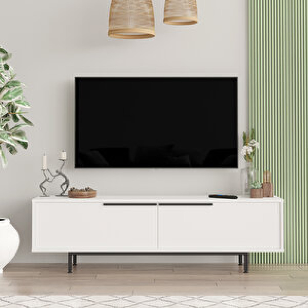 Robin Home Lidya Tv Ünitesi Sehpası Metal Ayaklı 160cm Beyaz Tv Ünitesi / Sehpası Fiyatı