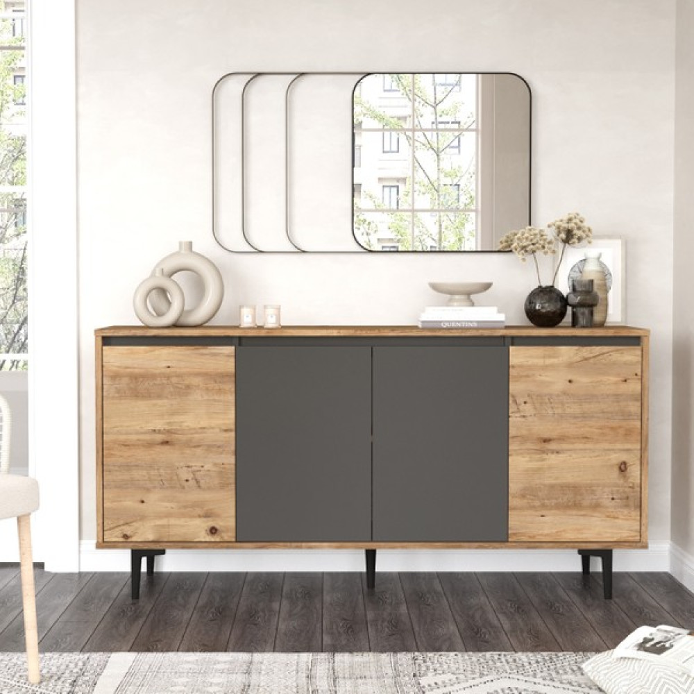 Robin Home Linda Konsol 4 Kapaklı 160 cm Çam Antrasit Gri Konsol Mobilya Fiyatı