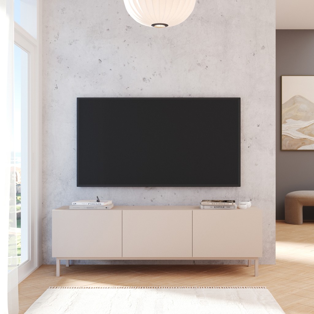 Robin Home Miami Tv Ünitesi Sehpası 3 Kapaklı Ahşap Ayaklı 150CM Kumsal - Bej Tv Ünitesi / Sehpası Fiyatı