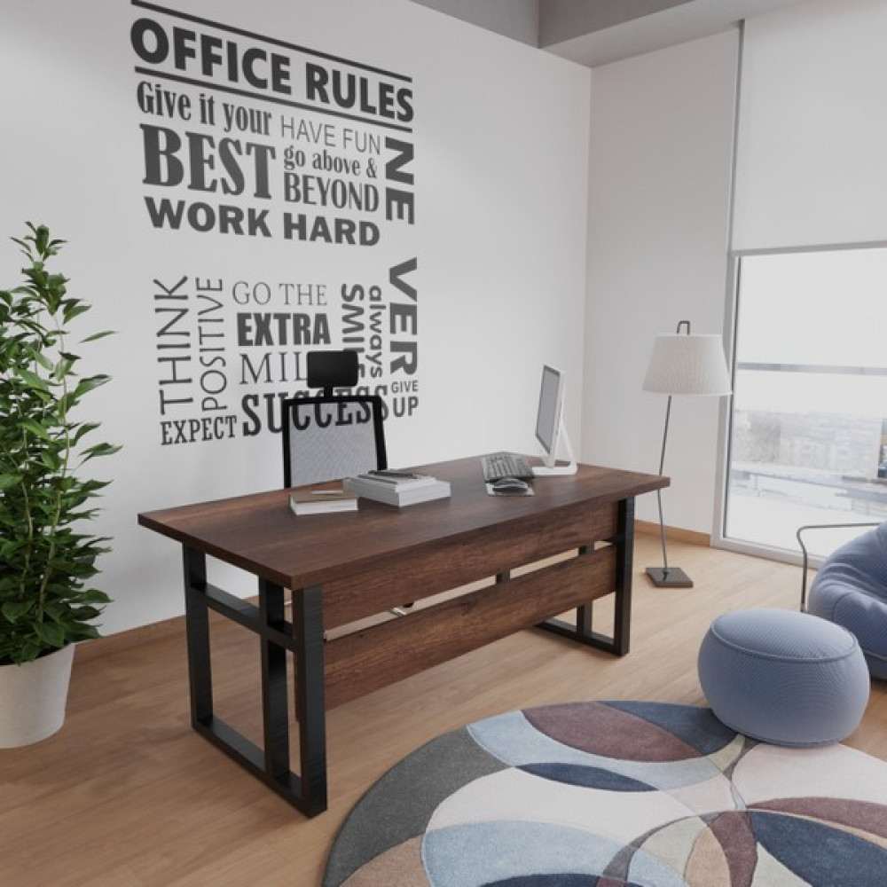 Robin Home Vivaldi A Ofis Çalışma Masası Metal Ayaklı Barok - Y: 73 cm D: 90 cm G: 180 cm - Kahverengi Çalışma Masası Fiyatı
