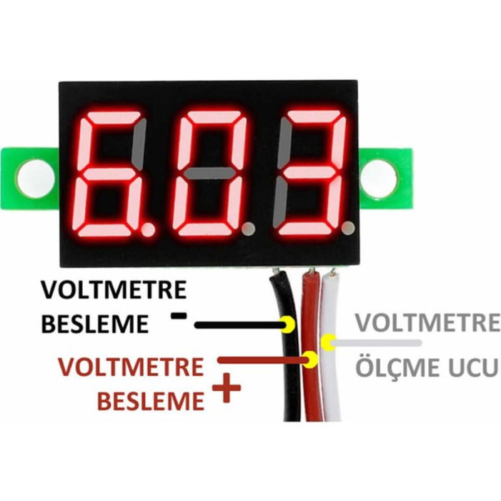 Robiz 0.36 Inch Dc 4,2V-30V Dijital Voltmetre Kırmızı 3 Telli 0.36” Dc 0-30V Voltaj Besleme Güç Kaynağı Oyun & Hobi Fiyatı