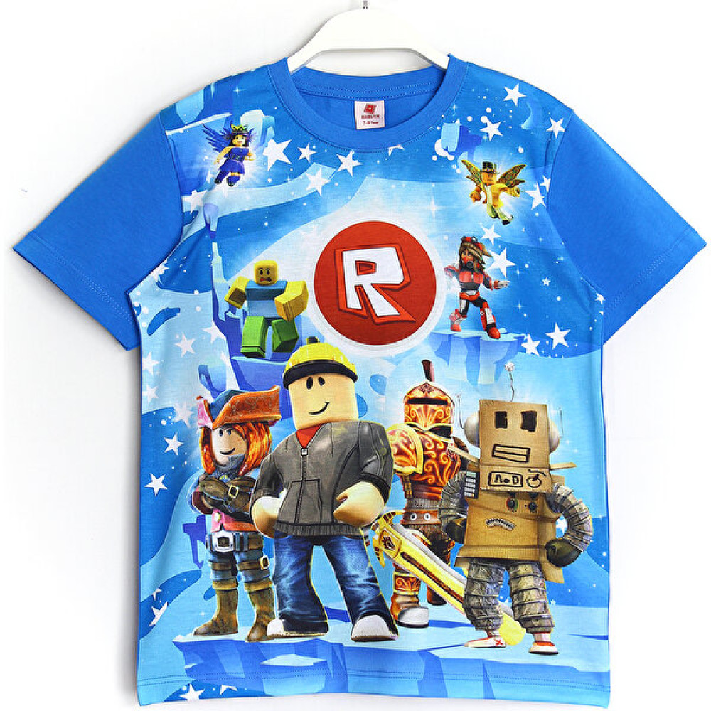 Roblox 3D Roblox Oyun Baskılı Kısa Kollu T-Shirt Mavi Erkek Çocuk T-shirt Fiyatı