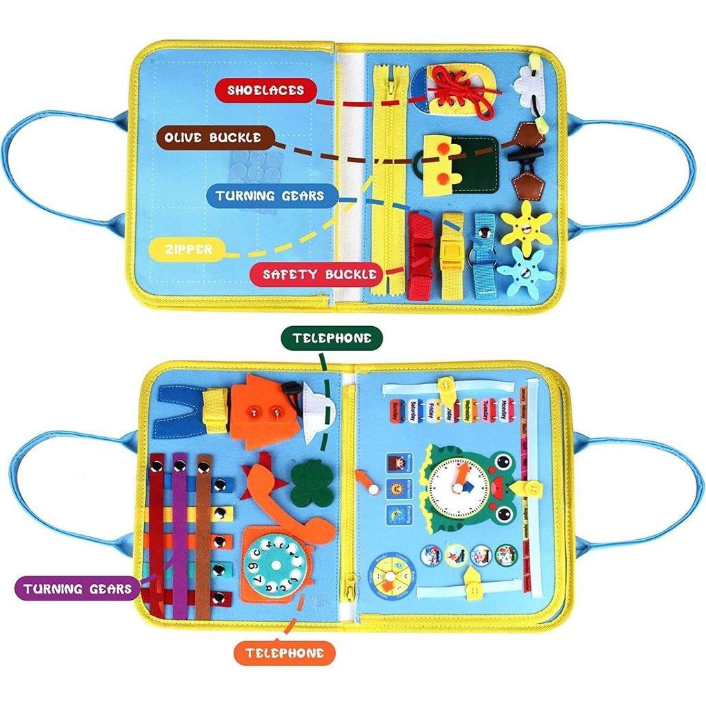 Robo Kids Montessori Keçe Eğitim Çantası Busy Board- Mavi 4 Sayfa Diğer Fiyatı